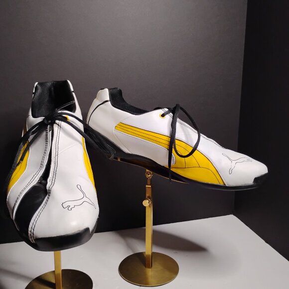 Puma Ducati Panigale 50 MG Leather Shoes Mens Size 13US White SpectraYellowBlack - Picture 2 of 13